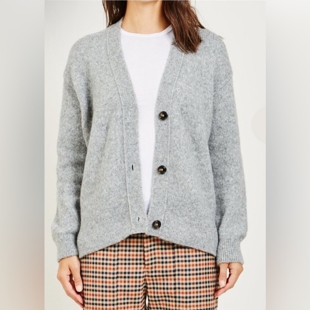 $465 CLOSED Alpaca Wool Sweater Cardigan V-Neck Women's Sz M Gray Preppy Luxury - Picture 4 of 11